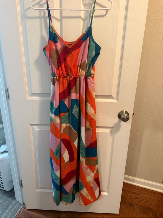SHEIN Dresses & Skirts - SHEIN Multicolor Abstract Print Maxi Dress - Red, Pink, Teal, Orange
